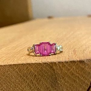 Pink Tourmaline 10k White Gold Ring